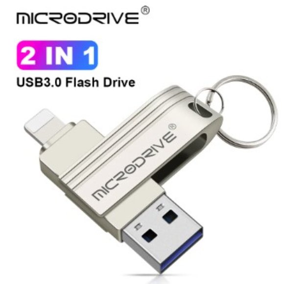 64GB USB Flash Drive 3.0 Memory Stick 2 in 1 USB-A to Lightning NIB - Picture 4 of 5